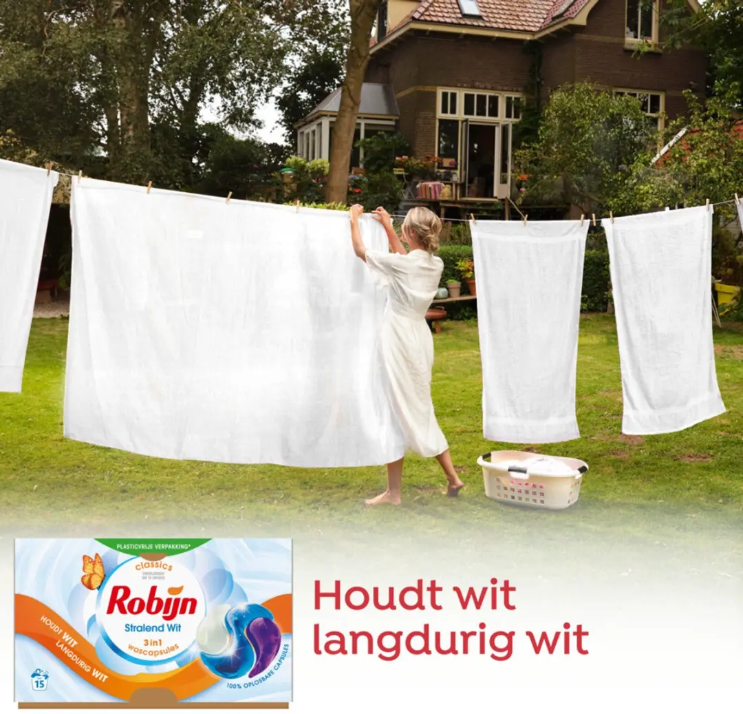 Robijn Wascapsules 3-in-1 Stralend Wit 15 Stuks - afbeelding 4 van 4
