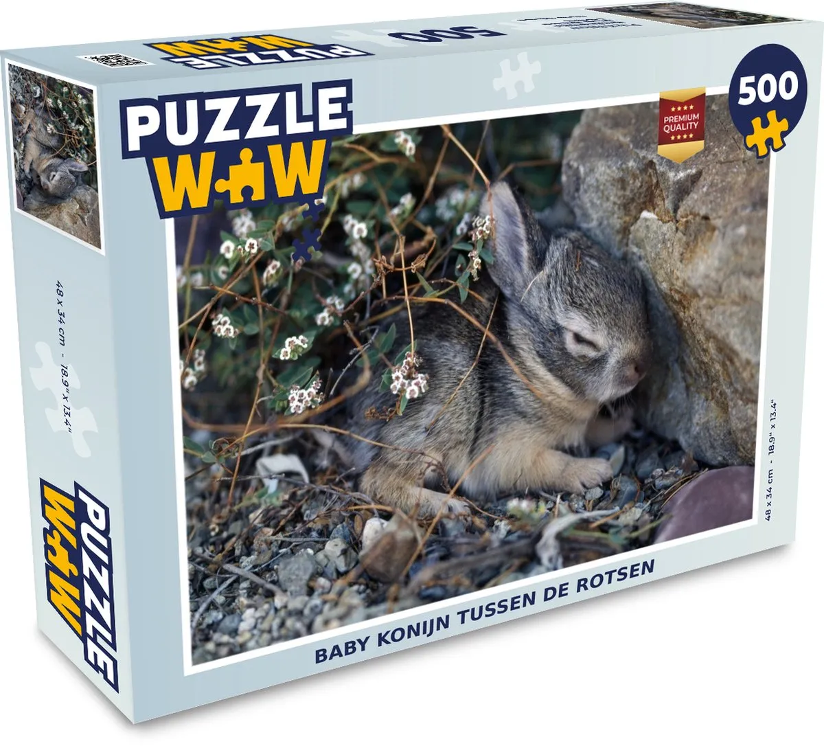 PuzzleWow Baby Konijn Rots Huisdier Legpuzzel 500 Stuks