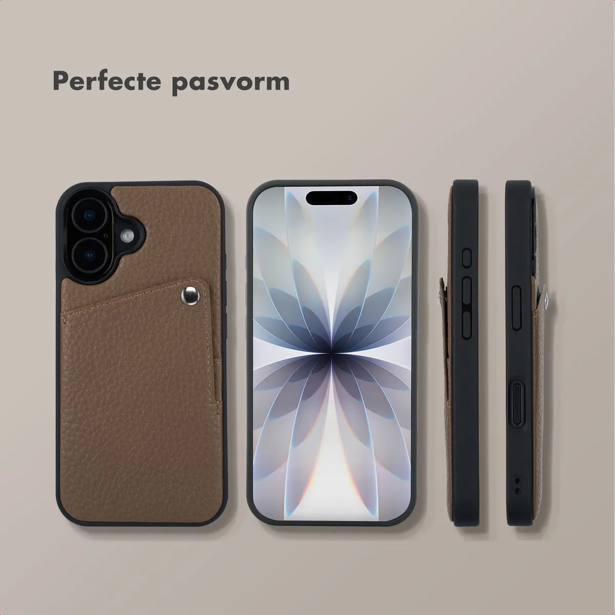 Selencia Hoesje iPhone 17 - Pashouder Mocha Brown