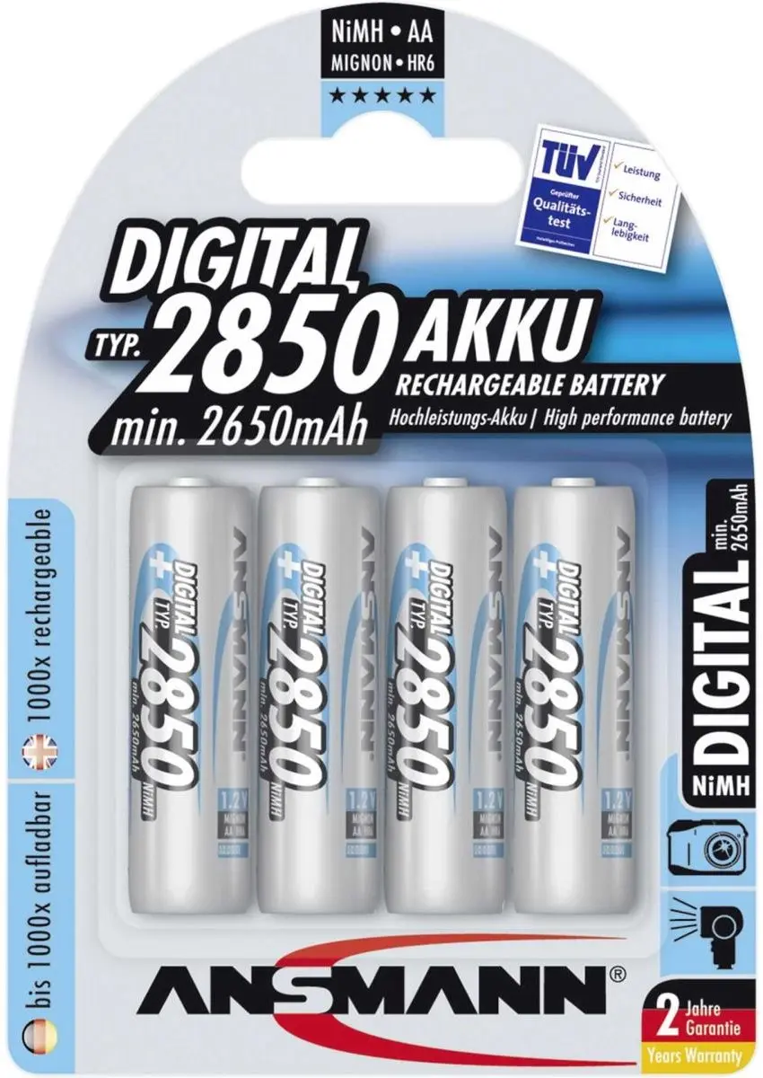 Ansmann AA 2850mAh Oplaadbare Batterijen - 4 Stuks - afbeelding 4 van 6