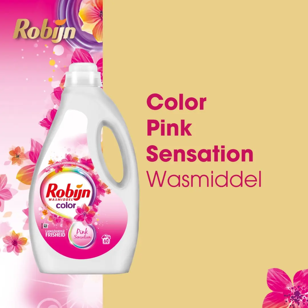 Robijn Pink Sensation Vloeibaar Wasmiddel 3L - 60 Wasbeurten - afbeelding 4 van 6