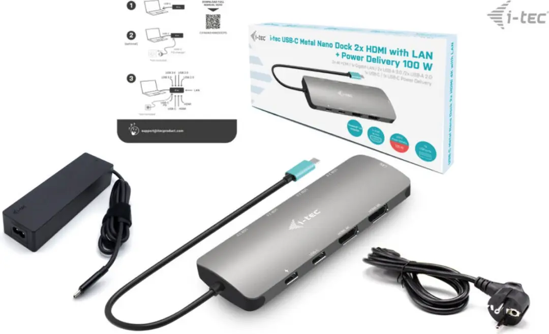 I-tec C31NANOHDM2D100 USB-C Docking Station - Grijs - afbeelding 5 van 6