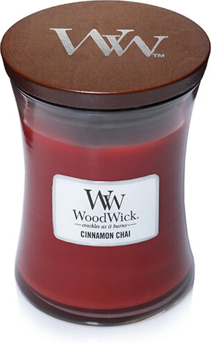 Woodwick Hourglass Geurkaars - Cinnamon Chai 130u - afbeelding 6 van 6