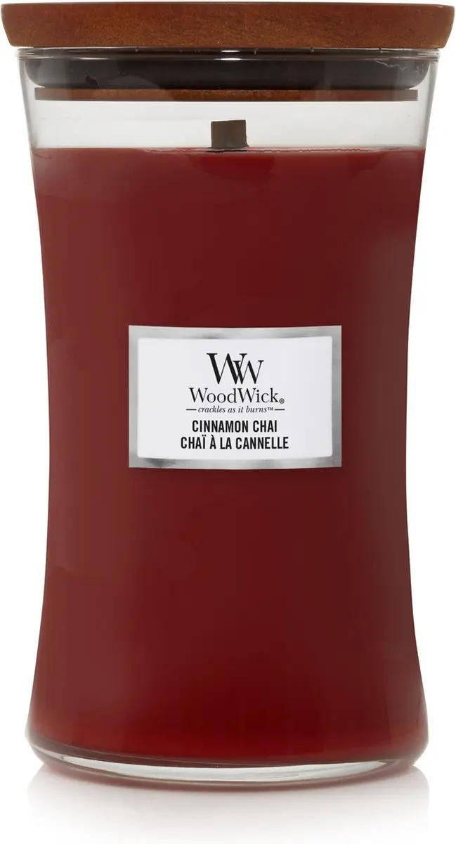 Woodwick Hourglass Geurkaars - Cinnamon Chai 130u - afbeelding 2 van 6