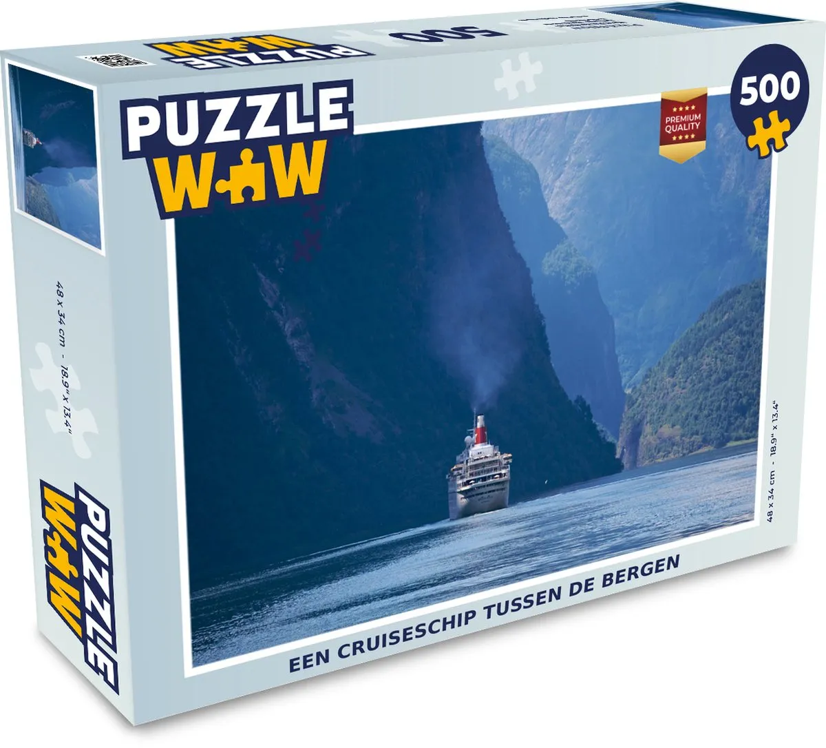 PuzzleWow Legpuzzel Een Cruiseschip tussen de bergen 500 Stuks
