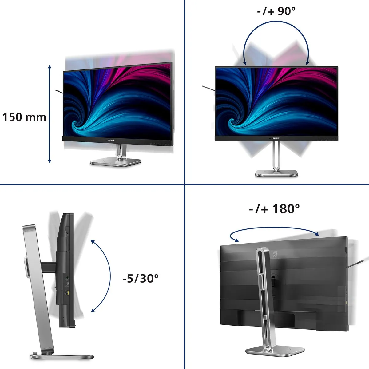 Philips 4000 Series 27B2N4500/00 Monitor 27" QHD - Grijs