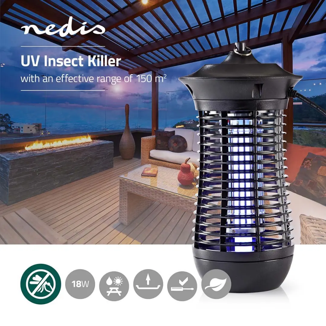 Nedis Elektrische Muggenlamp 18W 2G11 - 150m² - Zwart - afbeelding 2 van 5