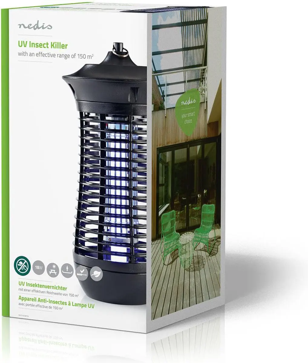Nedis Elektrische Muggenlamp 18W 2G11 - 150m² - Zwart - afbeelding 4 van 5