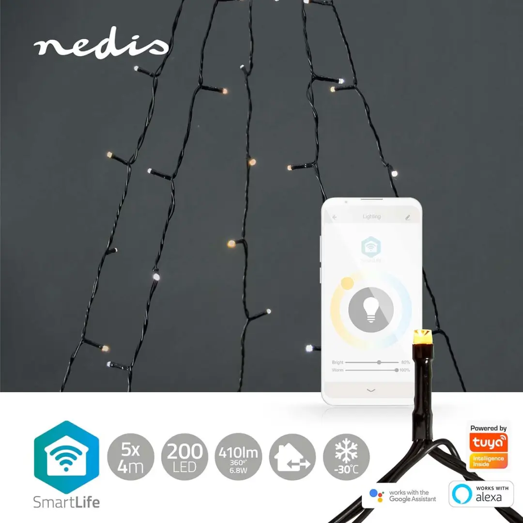 Nedis SmartLife Kerstverlichting Boom 200 LED 20m - Zwart - afbeelding 6 van 6