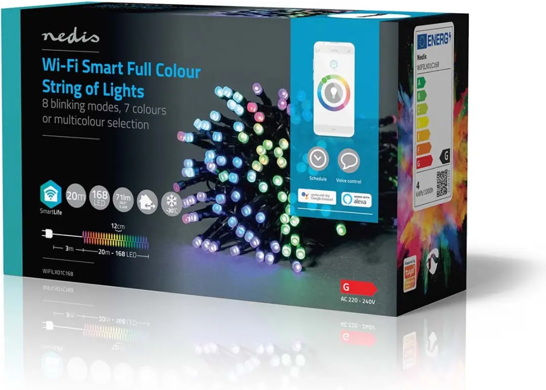 Nedis SmartLife Kerstverlichting Koord 168 RGB LED 20m