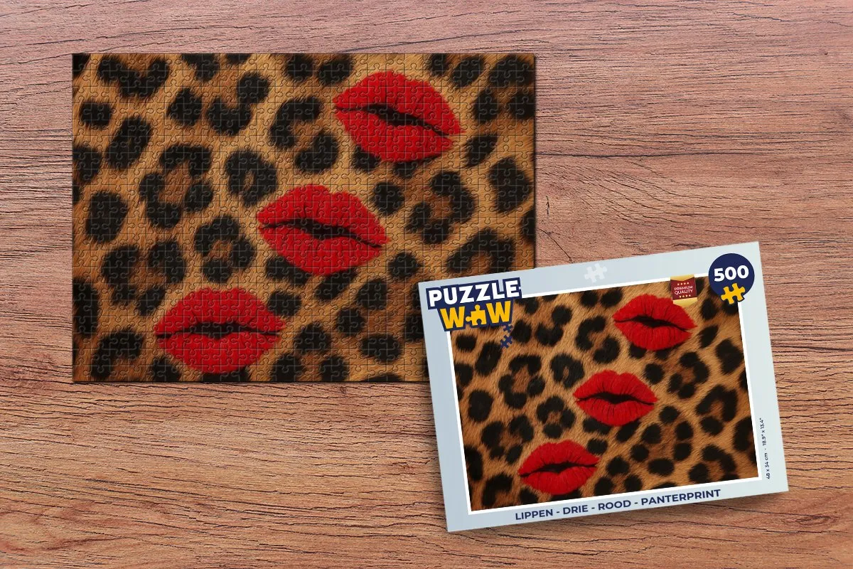 PuzzleWow Lippen Panterprint Legpuzzel 500 Stuks - MPN 8721373927740
