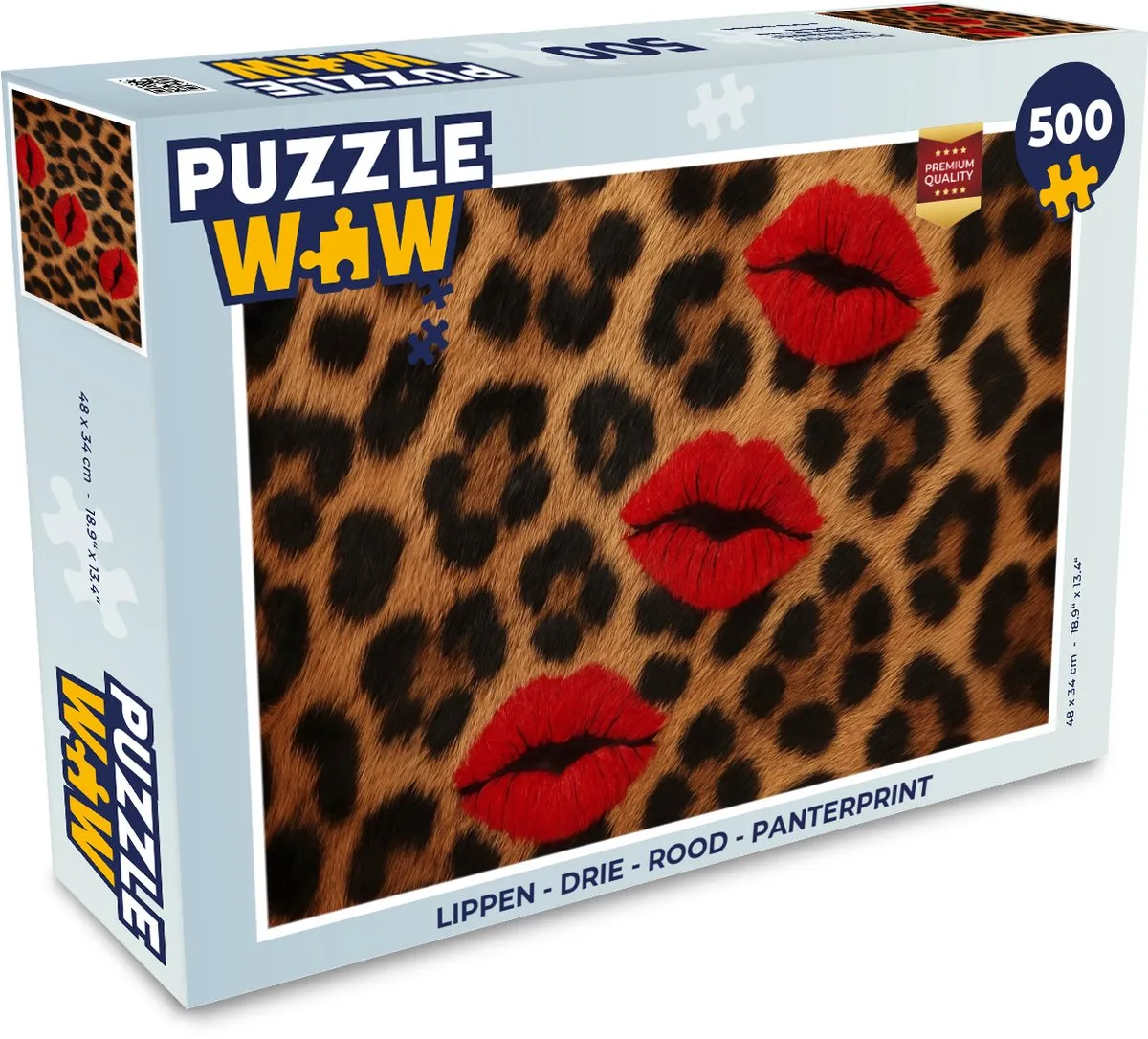 PuzzleWow Lippen Panterprint Legpuzzel 500 Stuks - MPN 8721373927740