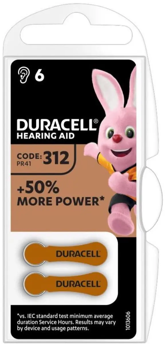 Duracell Knoopcel Zinc Air 312 PR41 - 6 Stuks