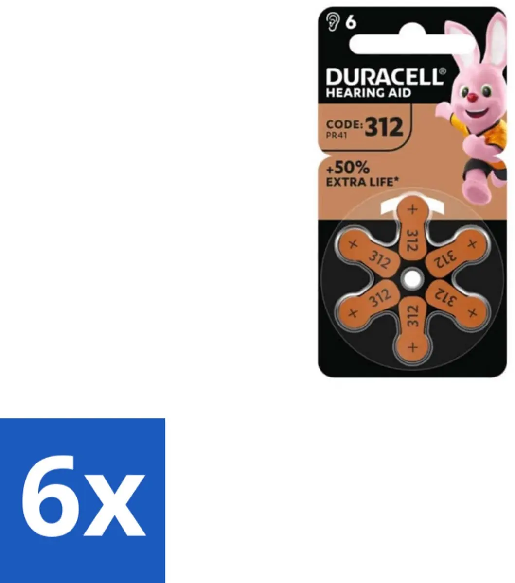 Duracell Knoopcel Zinc Air 312 PR41 - 6 Stuks