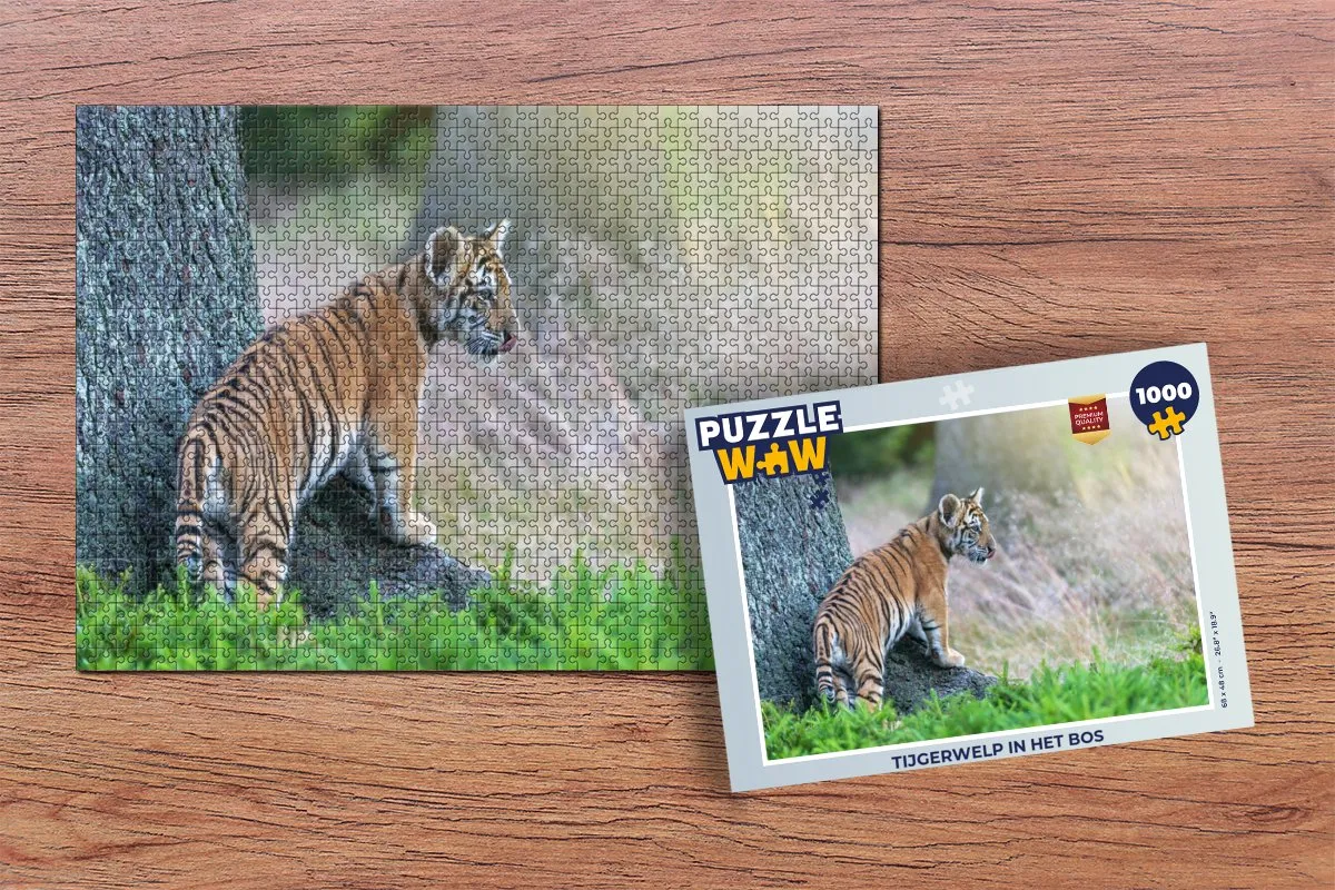 PuzzleWow Legpuzzel Tijgerwelp in het bos 1000 Stuks - Multicolor