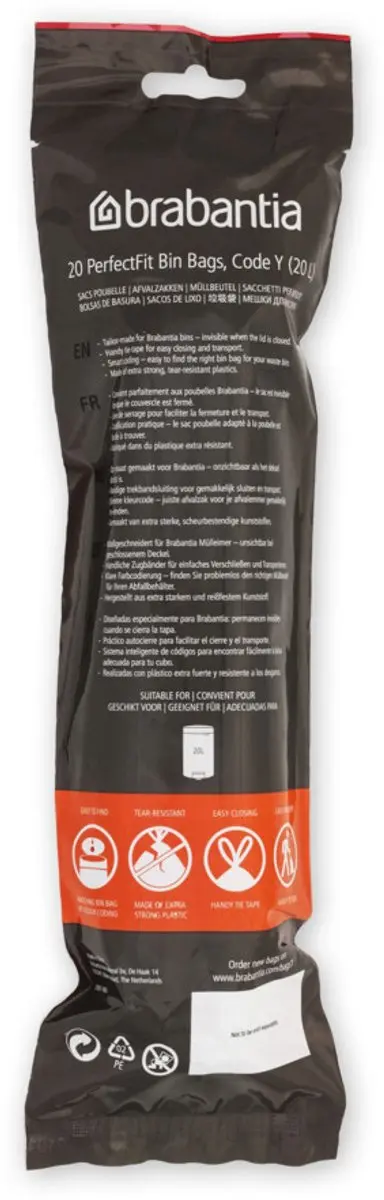 Brabantia PerfectFit Afvalzakken 20L - Code Y - 20 Stuks - afbeelding 6 van 6