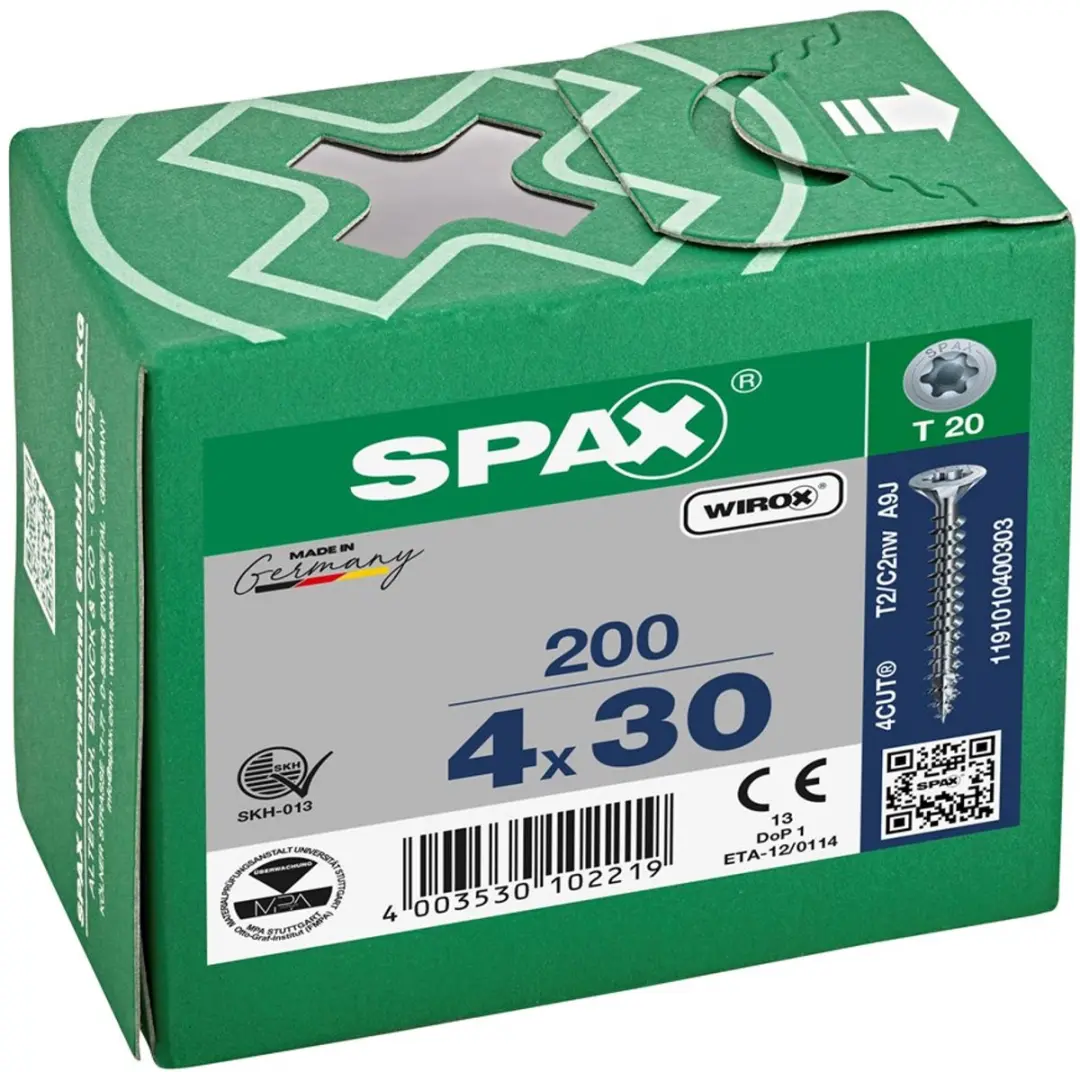 Spax Torx 4.0x30 Spaanplaatschroef Verzinkt - 200 Stuks - afbeelding 6 van 6