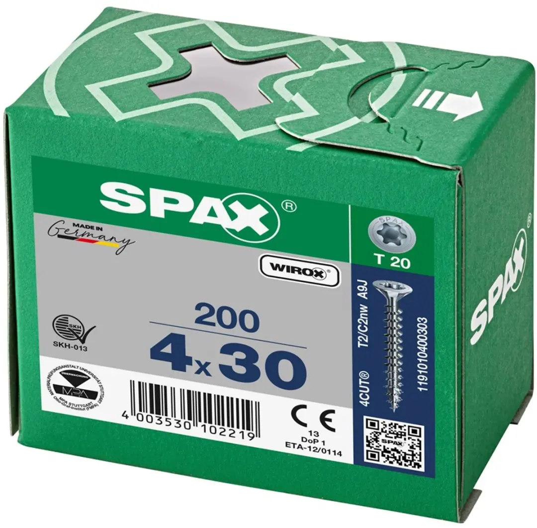 Spax Torx 4.0x30 Spaanplaatschroef Verzinkt - 200 Stuks - afbeelding 5 van 6