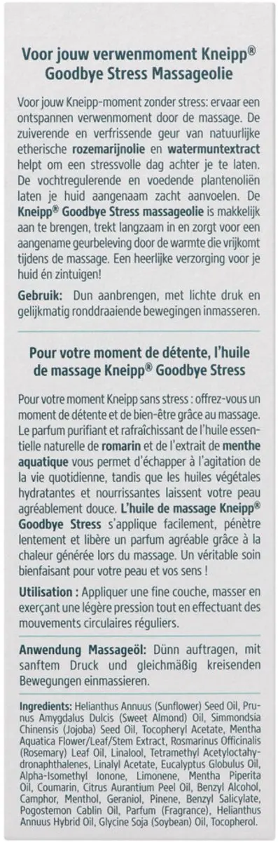 Kneipp Goodbye Stress Massageolie 100ml