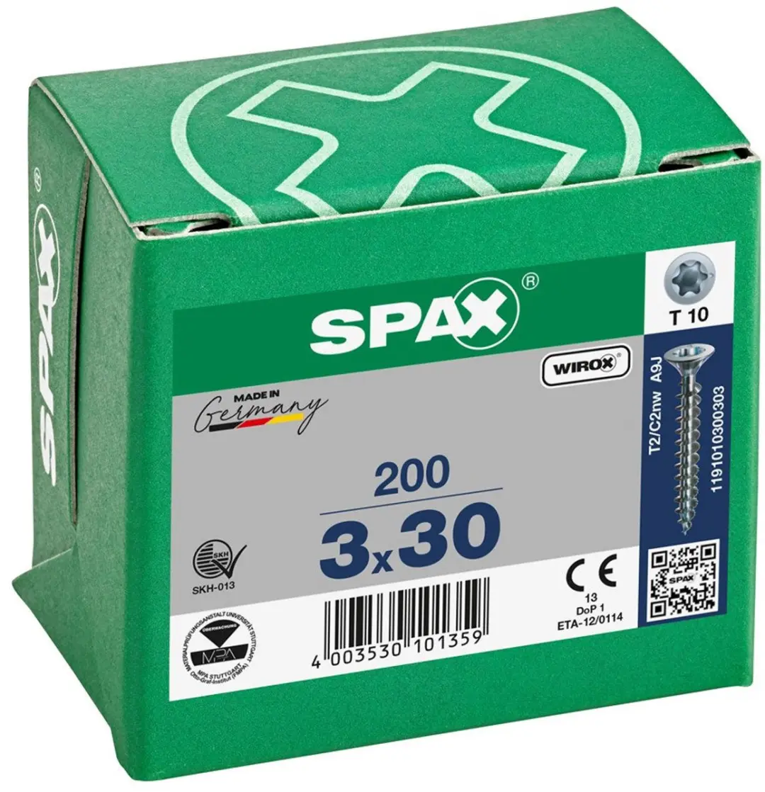 Spax Spaanplaatschroef Verzinkt Torx 3.0x30 - 200 Stuks - afbeelding 4 van 6