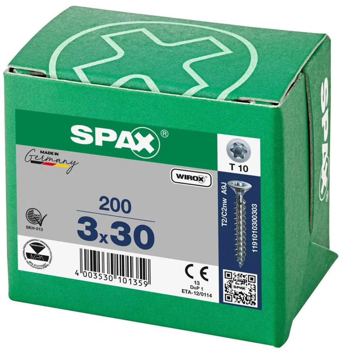 Spax Spaanplaatschroef Verzinkt Torx 3.0x30 - 200 Stuks - afbeelding 3 van 6
