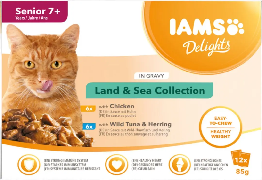 Iams 7+ Delights Land & Sea in Saus 12x85g
