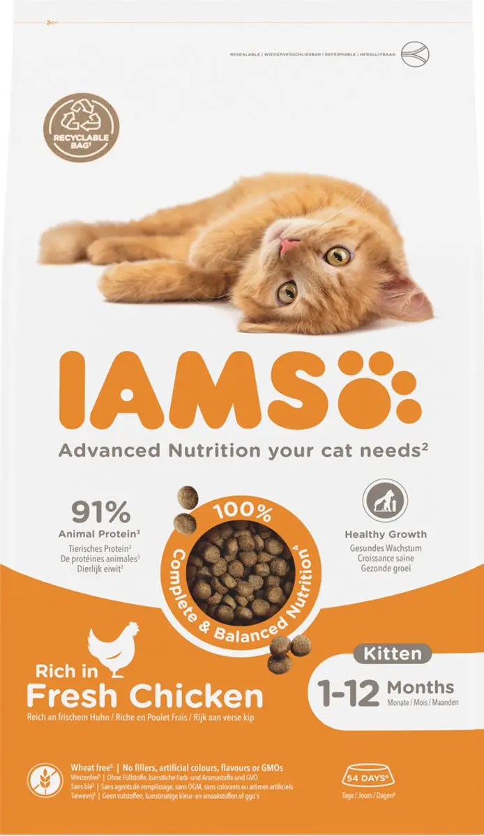 Iams Kitten & Junior Kip Kattenvoer 3kg