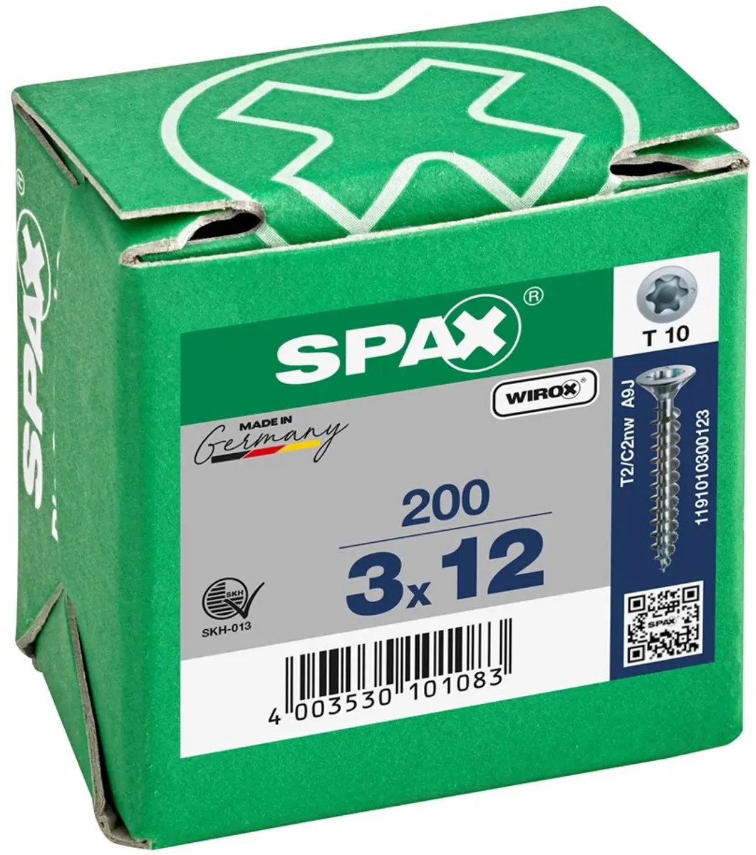 Spax WIROX Torx 10 Platkop Schroeven 3x12mm - 200 Stuks - afbeelding 2 van 6