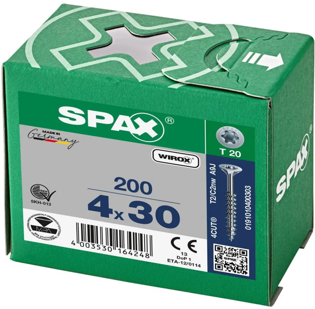 Spax Torx 20 Platkop Spaanplaatschroeven 4x30mm - 200 Stuks - Grijs - afbeelding 6 van 6