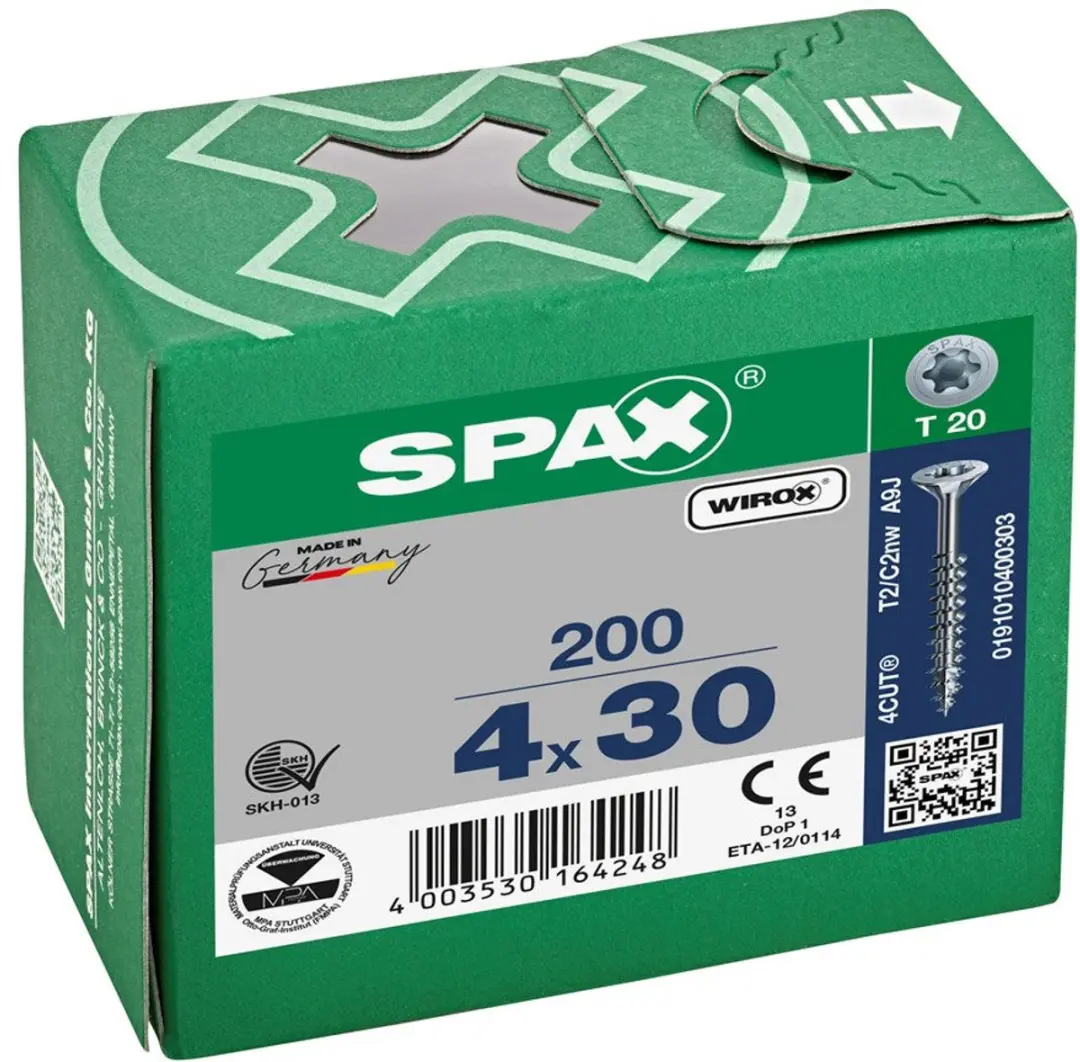 Spax Torx 20 Platkop Spaanplaatschroeven 4x30mm - 200 Stuks - Grijs - afbeelding 3 van 6