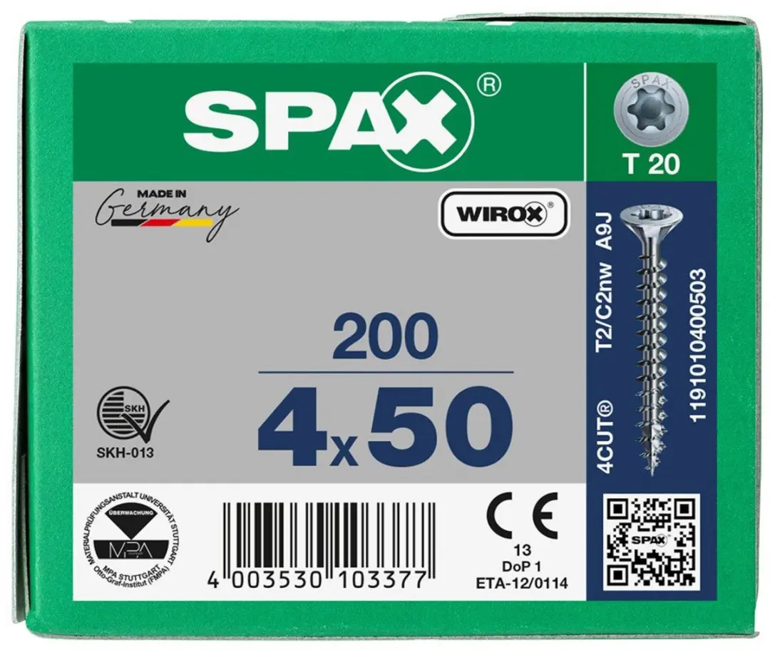 Spax Torx 4.0x50mm Spaanplaatschroef Verzinkt - 200 Stuks - afbeelding 3 van 6