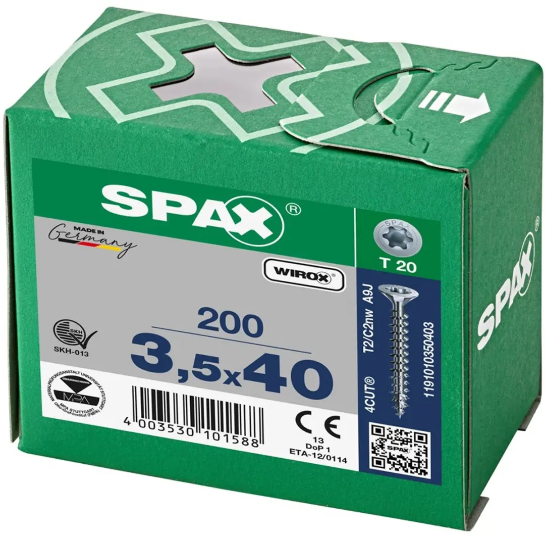 Spax Spaanplaatschroef Verzinkt Torx 3.5x40 - 200 Stuks - afbeelding 6 van 6