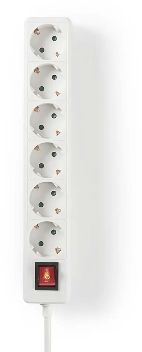 Nedis Stekkerdoos 6-wegs 3680W - 1.5m - Wit - afbeelding 2 van 3