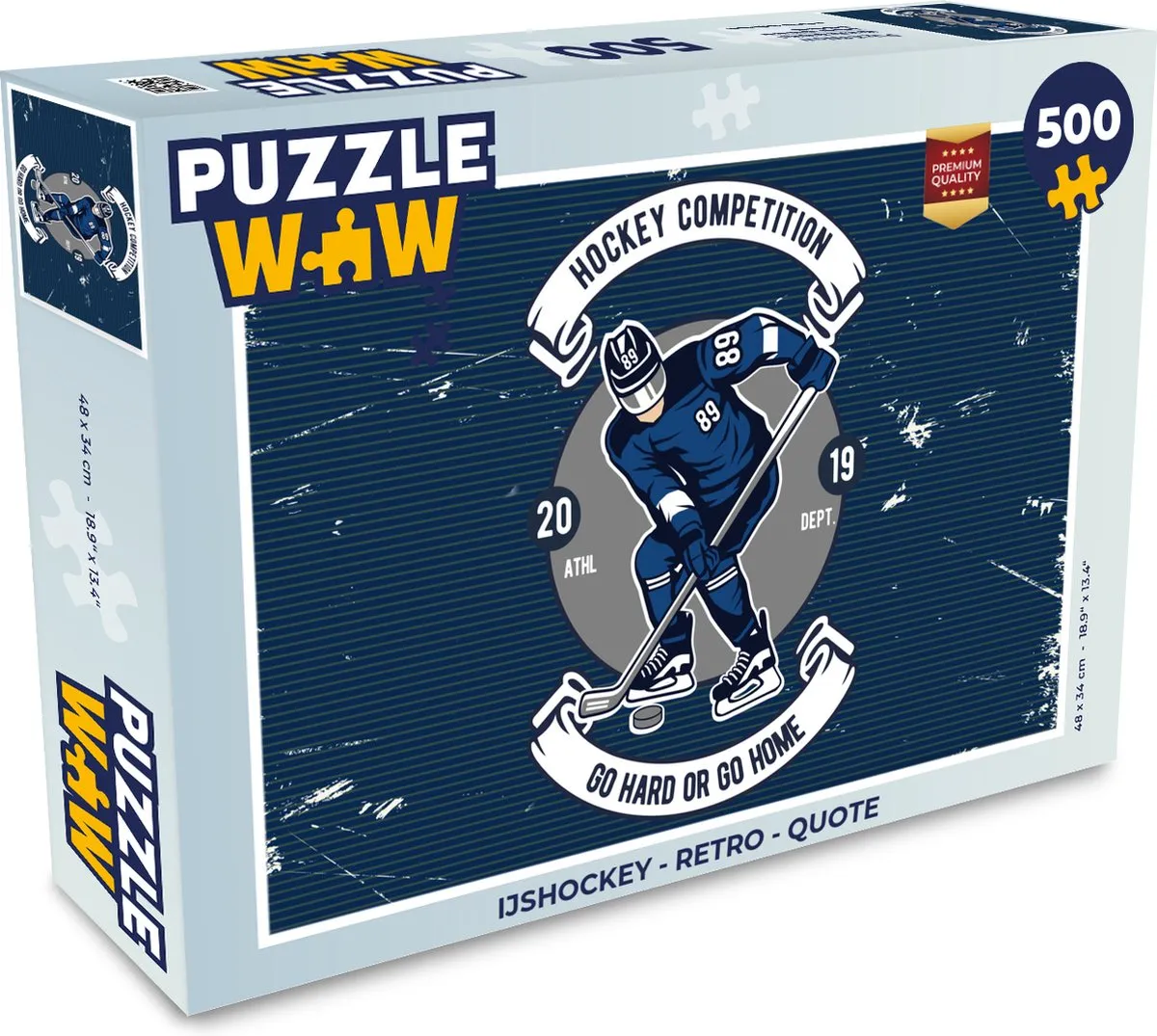 PuzzleWow IJshockey Retro Quote Legpuzzel 500 Stuks - Multicolor