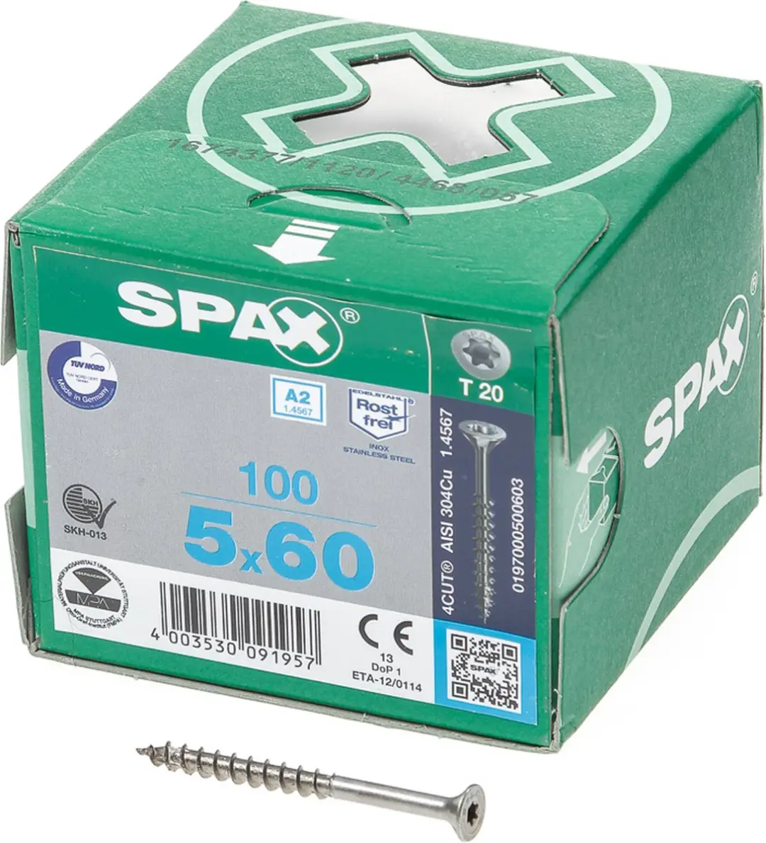 Spax Spaanplaatschroef RVS Torx 5.0 x 60