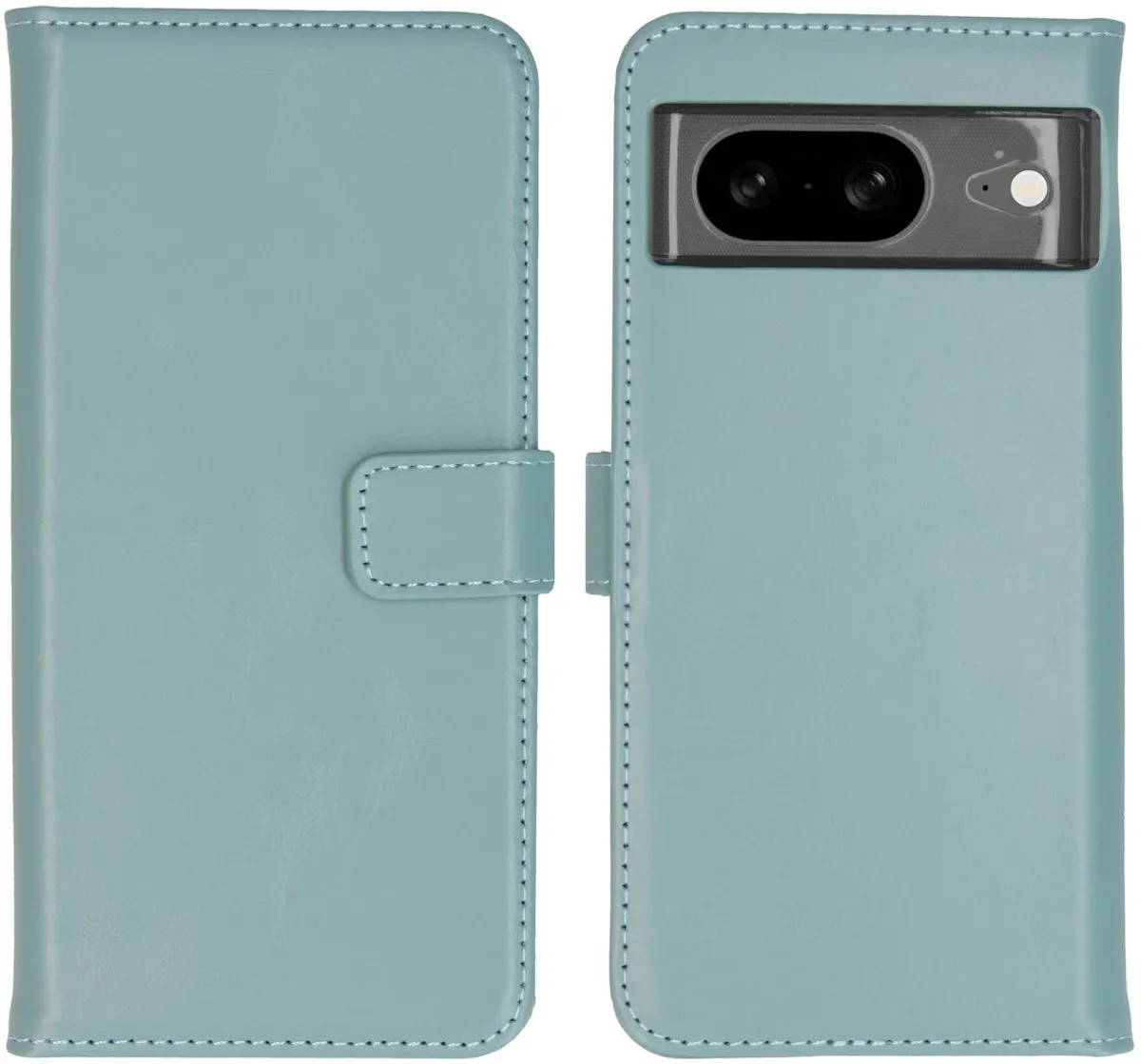 Selencia Hoesje Google Pixel 8 - Echt Lederen Bookcase Lichtblauw