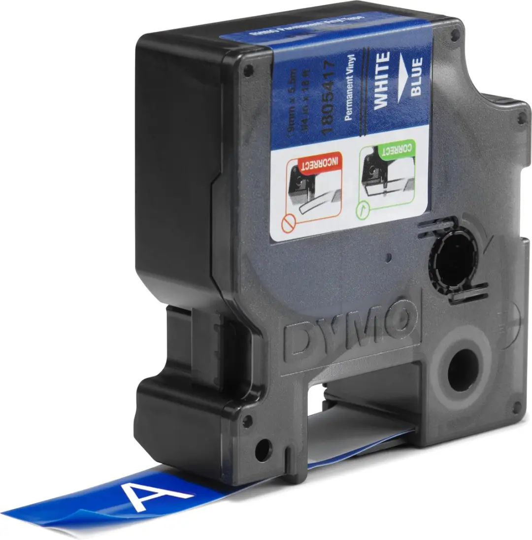 DYMO Rhino 1805417 Zelfklevende Labels - 19mm x 5,5m Wit op Blauw - afbeelding 3 van 6