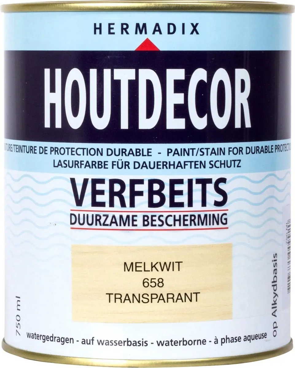 Hermadix Houtdecor Verfbeits Transparant 658 Melkwit - 0,75 liter - afbeelding 4 van 5