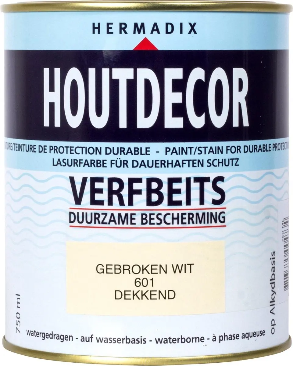 Hermadix Houtdecor Dekkend Verfbeits 601 Gebroken Wit 0,75L - afbeelding 4 van 5