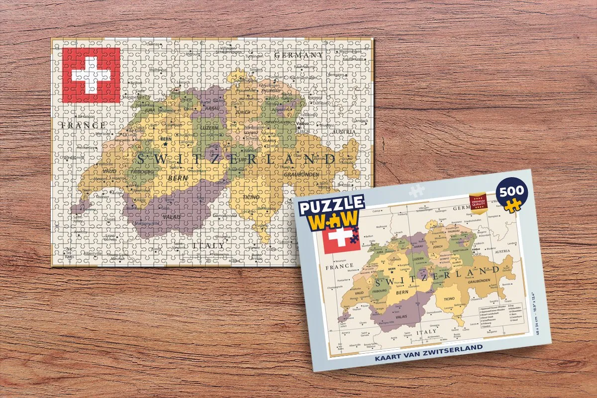 PuzzleWow Zwitserland Legpuzzel 500 Stuks - Multicolor