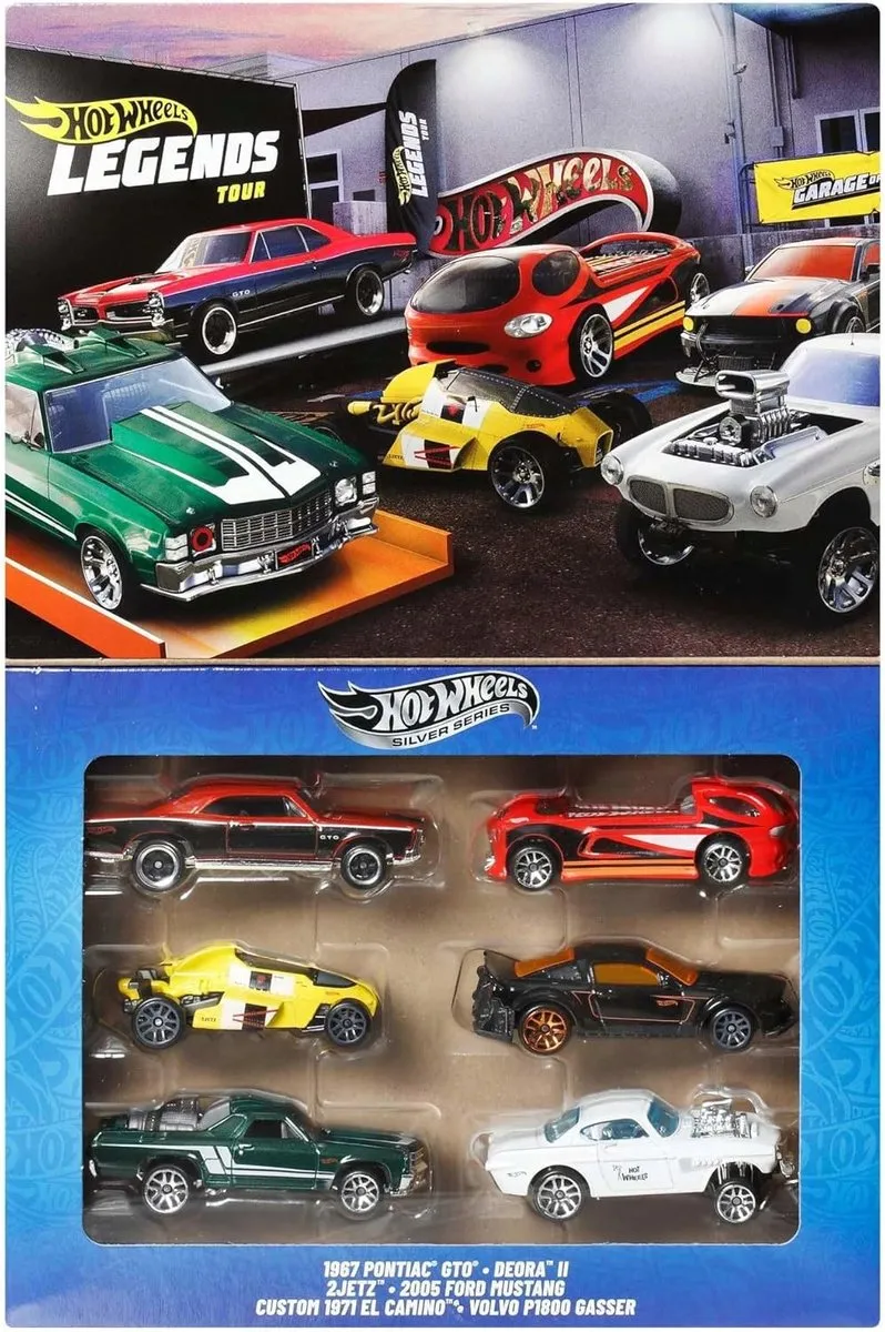 Hot Wheels Legends Tour Collectie 6 Auto's 1:64 - Geel/ Groen/ Oranje/ Rood/ Wit/ Zilver/ Zwart - afbeelding 3 van 4
