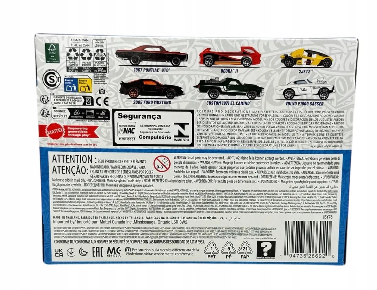 Hot Wheels Legends Tour Collectie 6 Auto's 1:64 - Geel/ Groen/ Oranje/ Rood/ Wit/ Zilver/ Zwart - afbeelding 4 van 4