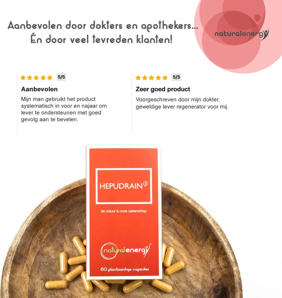 Natural Energy Hepudrain 60 Vegan Capsules - Vitamines B6, B9, B12 & Foliumzuur