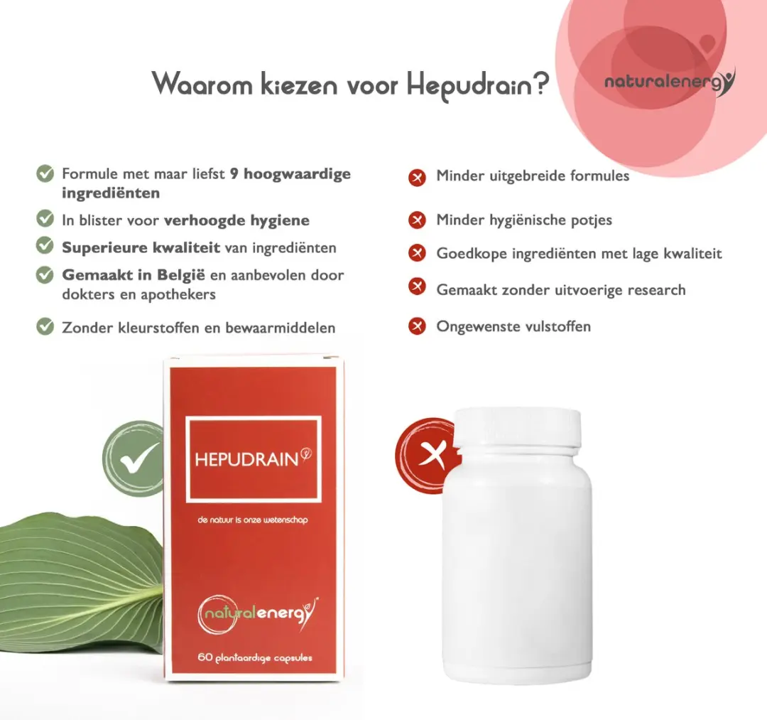 Natural Energy Hepudrain 60 Vegan Capsules - Vitamines B6, B9, B12 & Foliumzuur