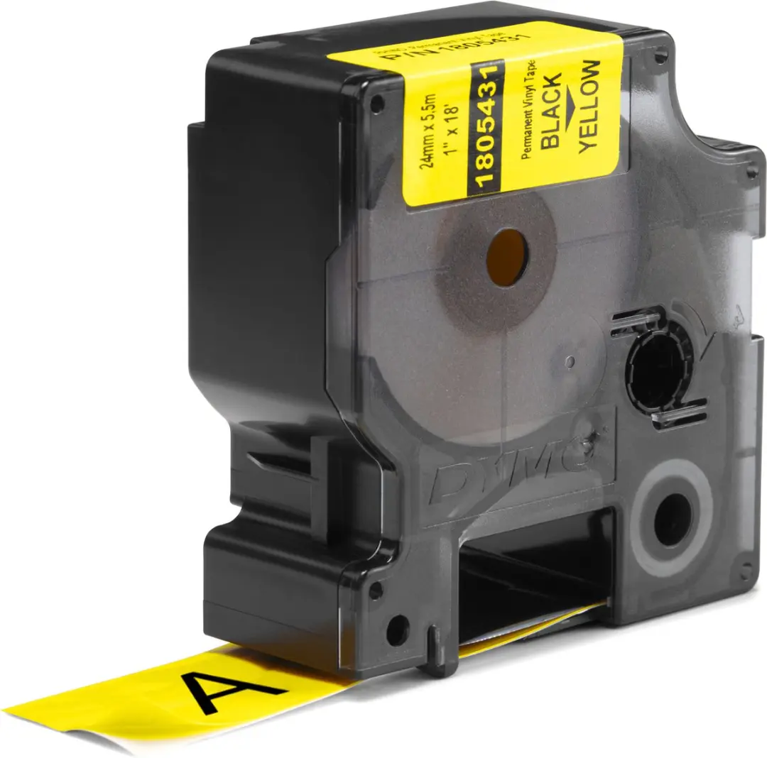 DYMO Rhino 1805431 Zelfklevende Labels - 24mm x 5,5m - Zwart op Geel - afbeelding 2 van 5