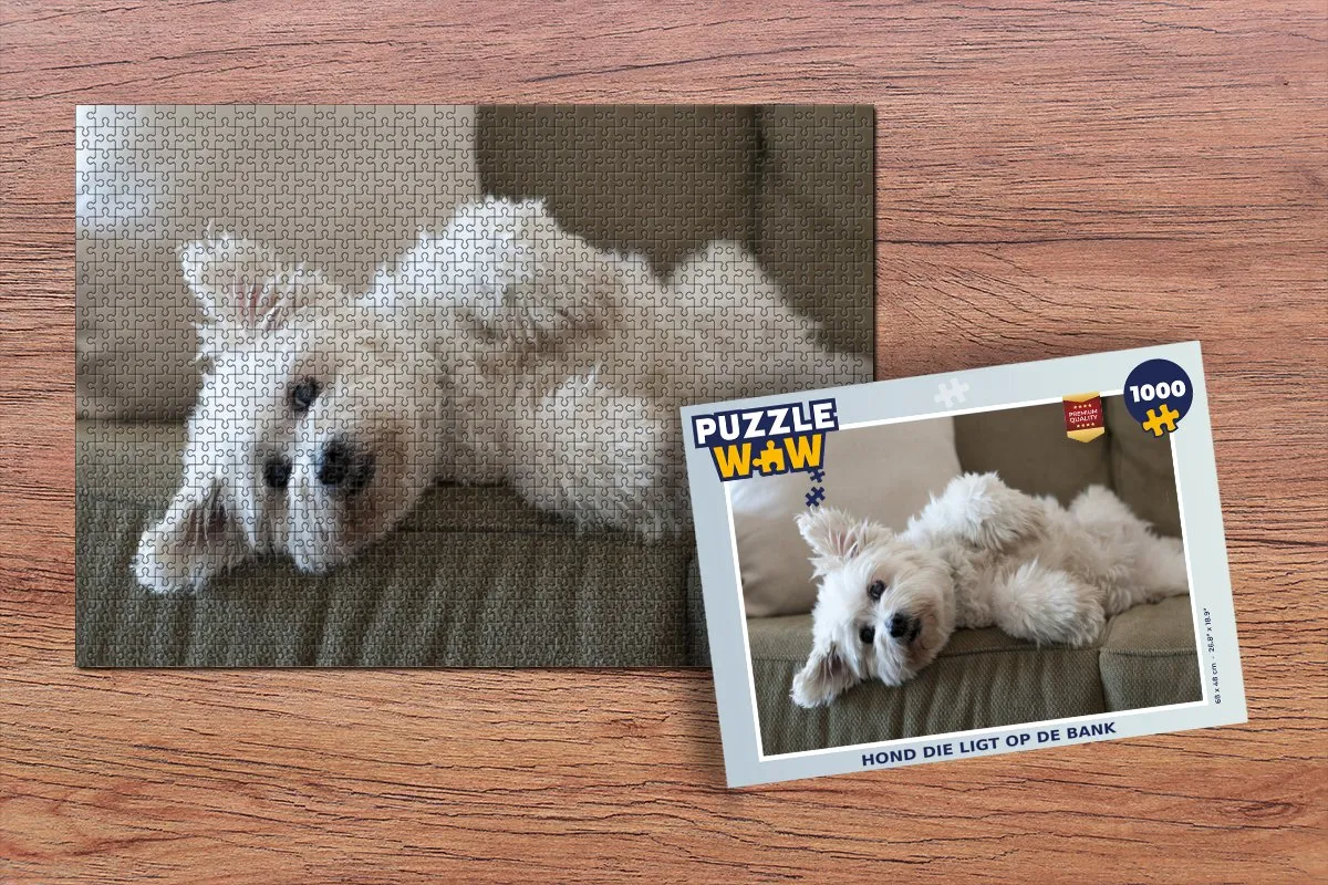 PuzzleWow Legpuzzel 1000 Stuks - Hond op de bank Multicolor