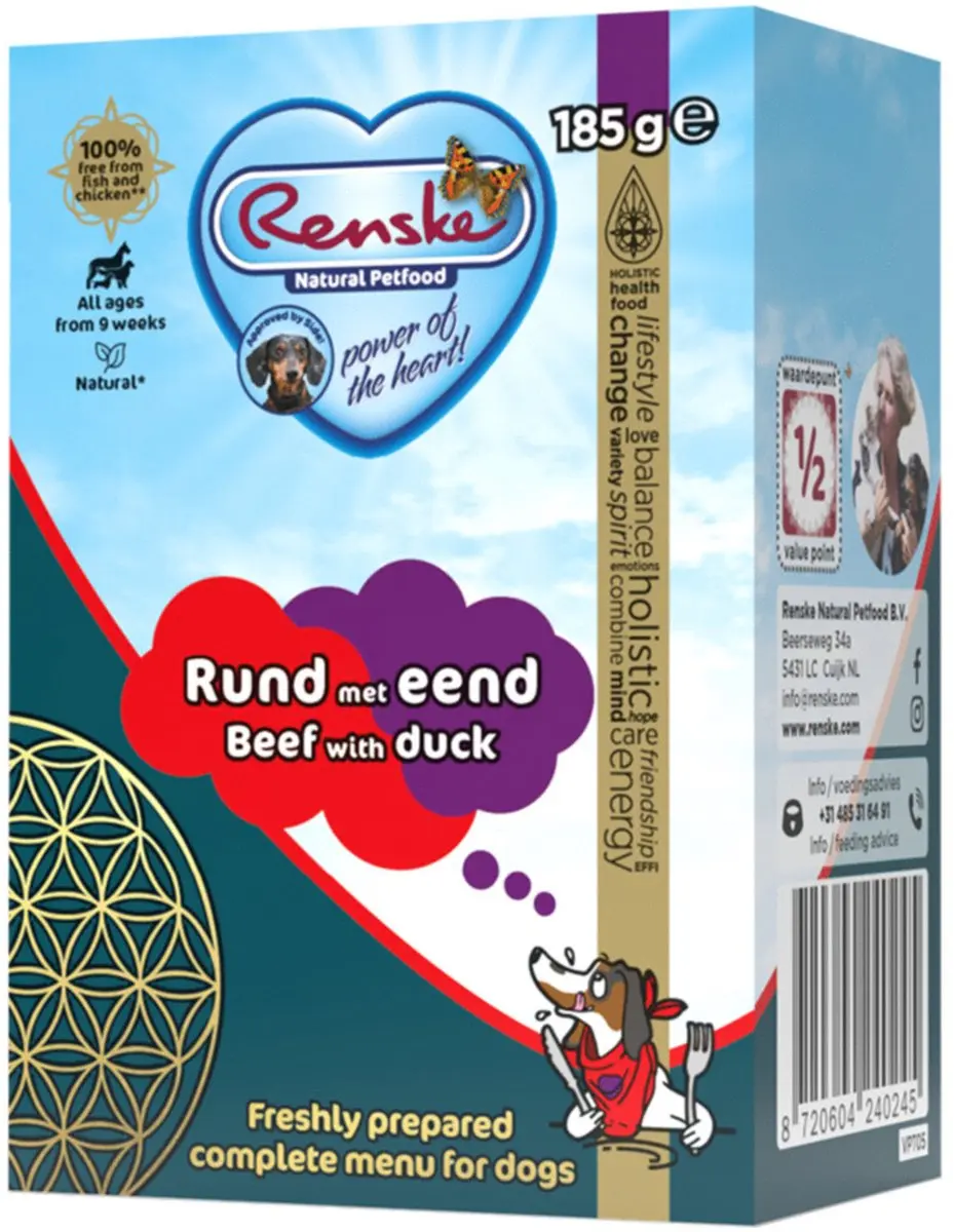 Renske Vers Tetrapack Hondenvoer Rund & Eend 185g