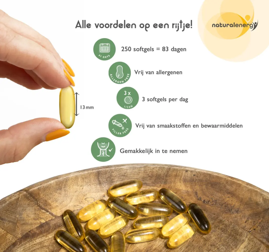 Natural Energy Bernagie Olie 90 Softgels - 250ml