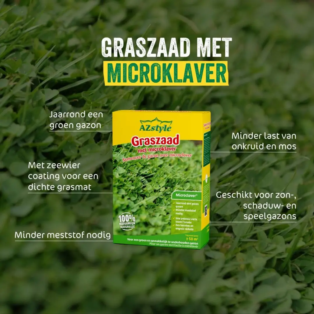 ECOstyle AZstyle Graszaad met Microklaver 1kg - 50m² - afbeelding 2 van 6