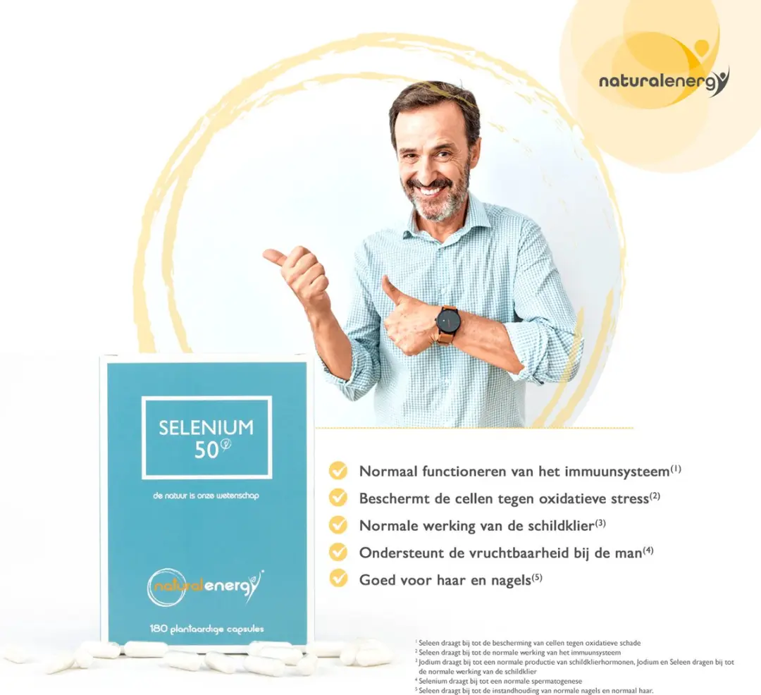 Natural Energy Selenium 50 180 Vegan Capsules - 50µg Selenium & Jodium